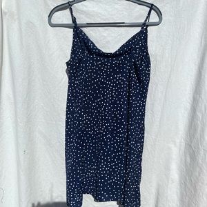 PRINCESS POLLY Navy Polka Dot Slip Cowl Neck Mini Dress